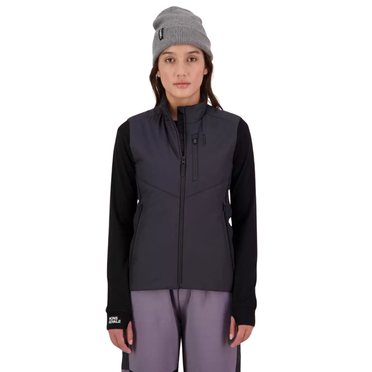 MONS ROYALE Arete Wool Insulation Vest Black Womens