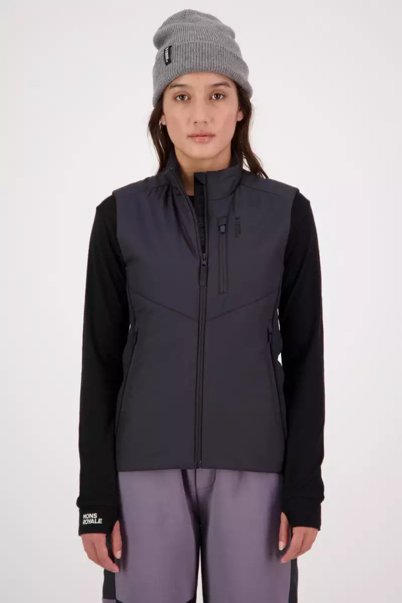 MONS ROYALE Arete Wool Insulation Vest Black Womens