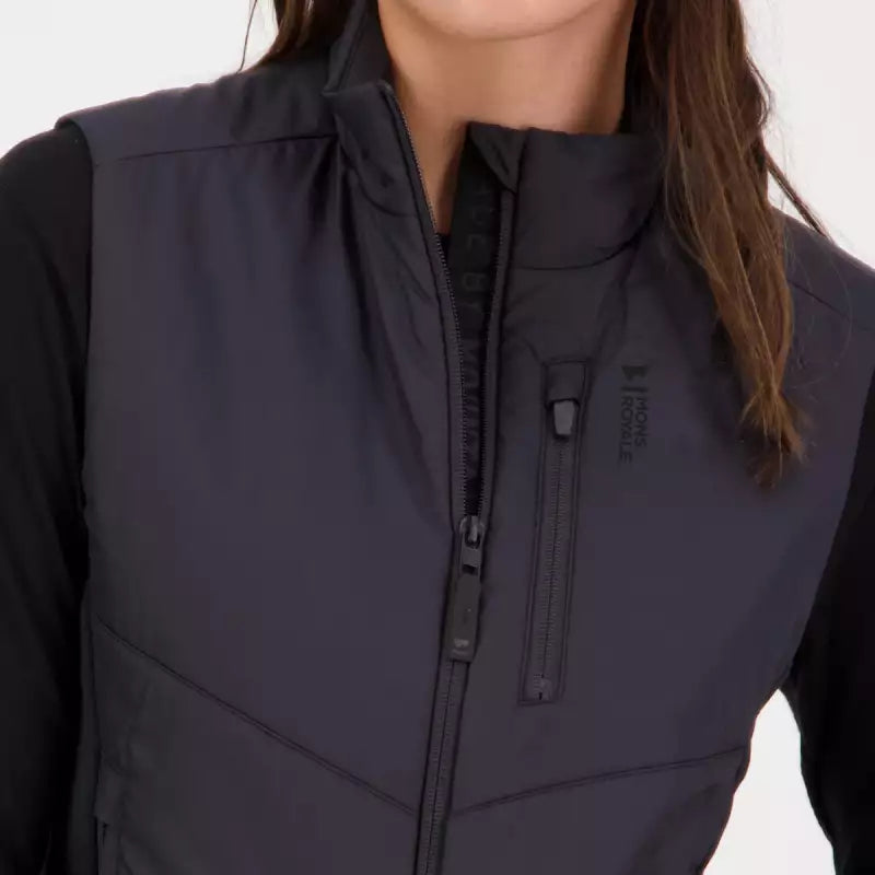 MONS ROYALE Arete Wool Insulation Vest Black Womens